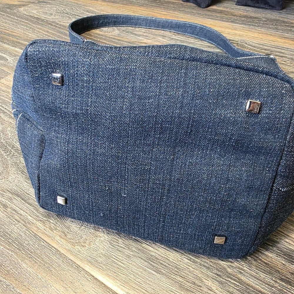 Vera Bradley Dark Wash Denim Diamond Lattice Embroidered Shoulder Bag Blue Hobo - Picture 11 of 11